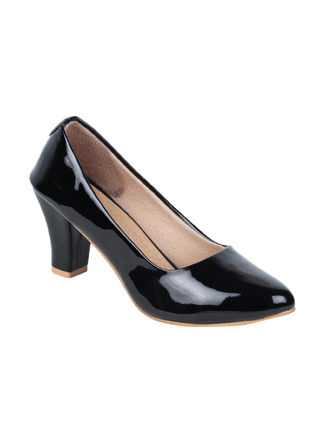black leatherette slip on pumps - 17008227 - Zoom Image - 1