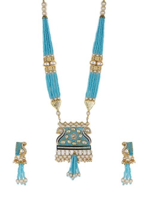 blue gold plated pearl necklace - 17008866 - Standard Image - 1