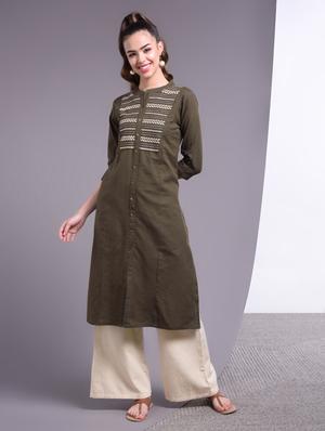 yoke embroidered kurta palazzo set - 17009129 - Standard Image - 2