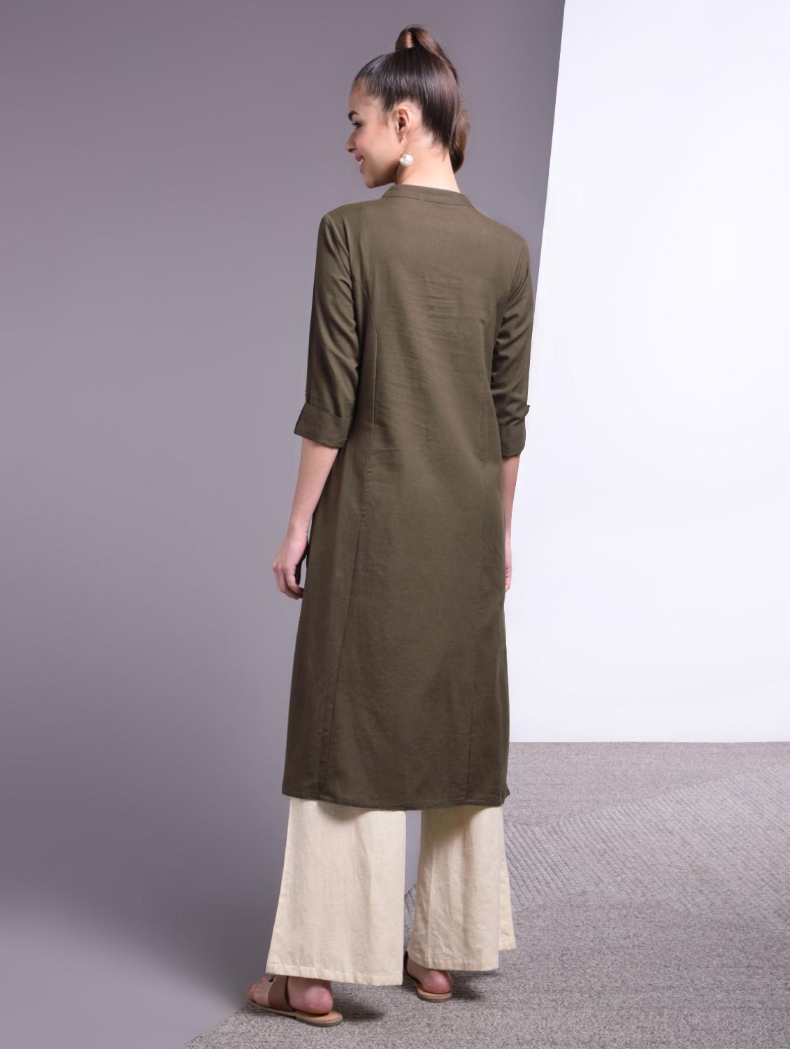 yoke embroidered kurta palazzo set - 17009129 - Zoom Image - 3