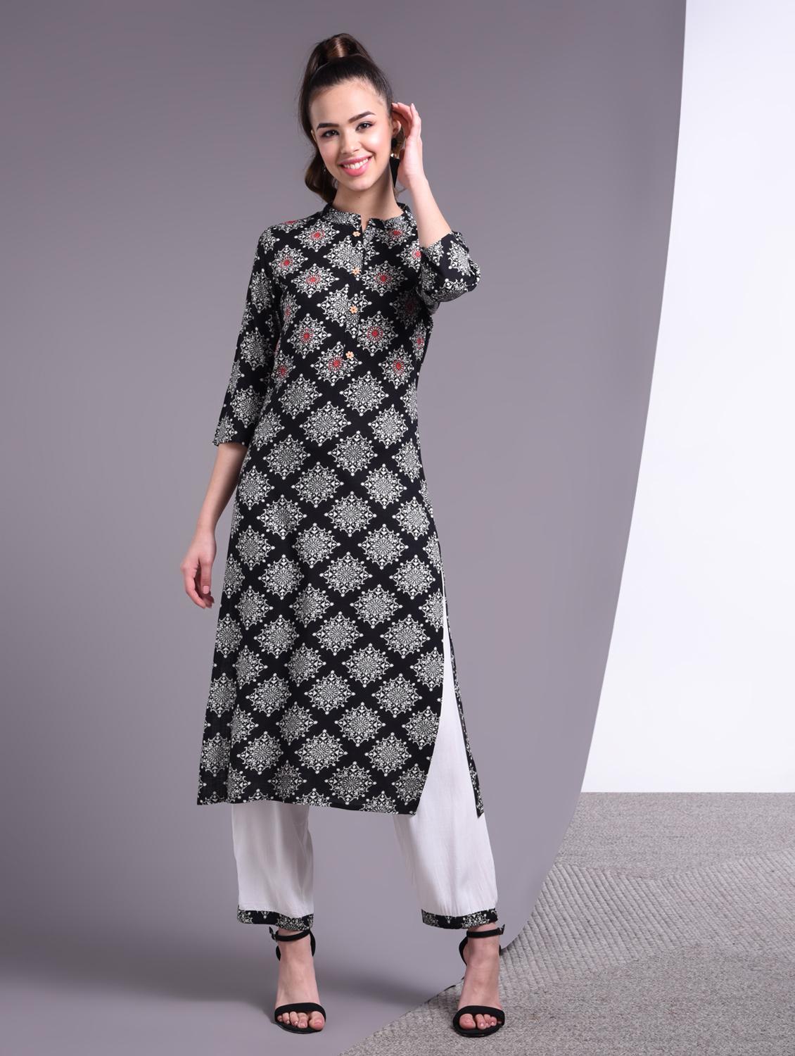 printed kurta pant set - 17009141 - Zoom Image - 1