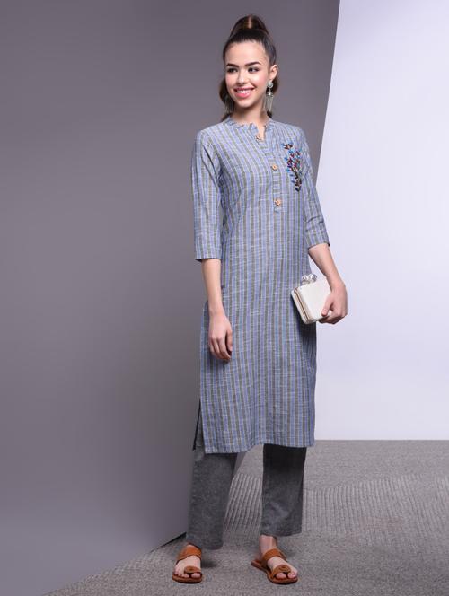 striped kurta pant set - 17009148 - Very Small Image - 1