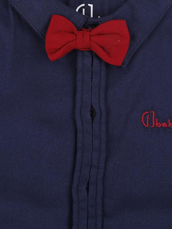 navy blue cotton shirt - 17009197 - Zoom Image - 3