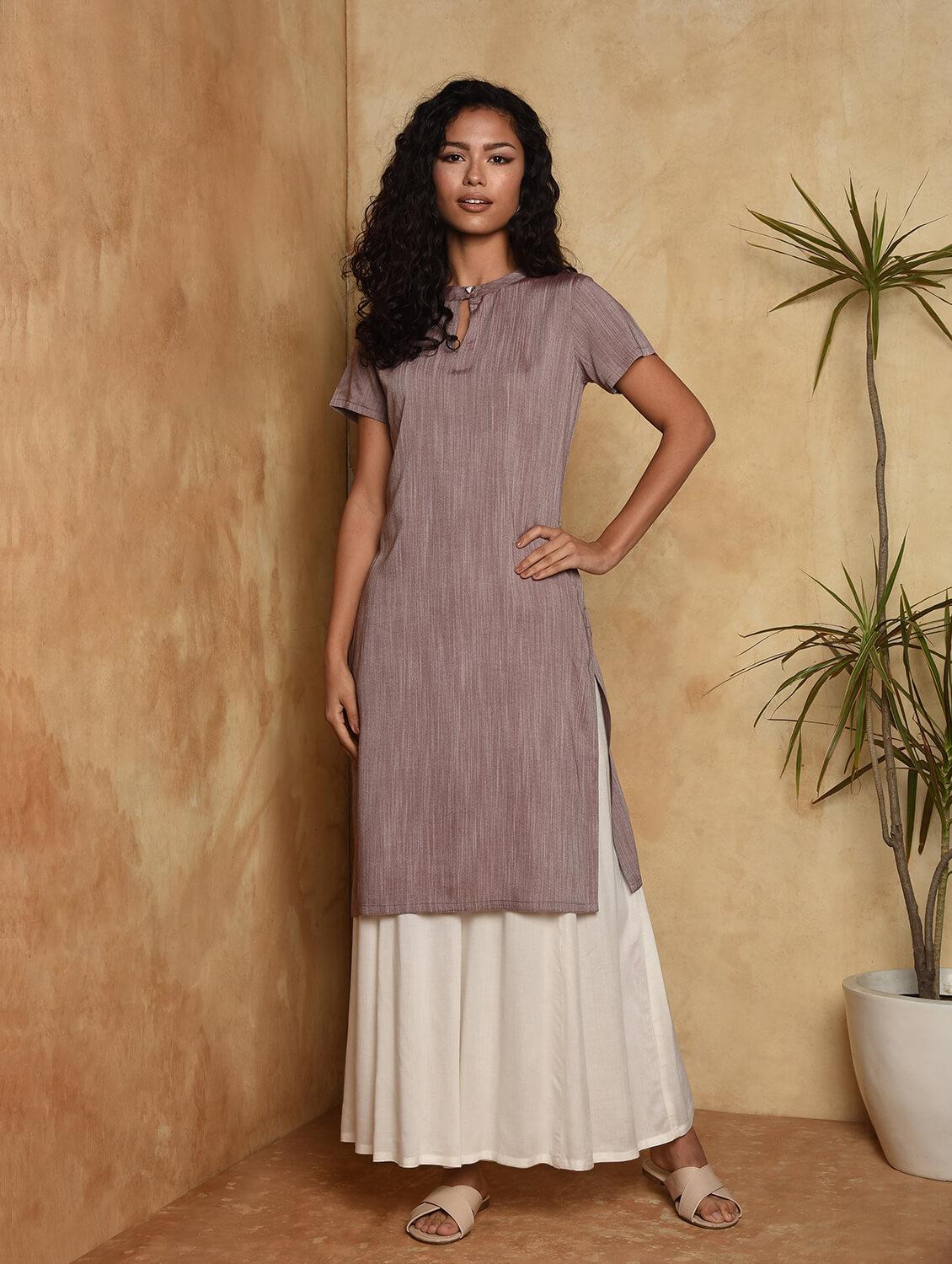 solid kurta palazzo set - 17009546 - Zoom Image - 1