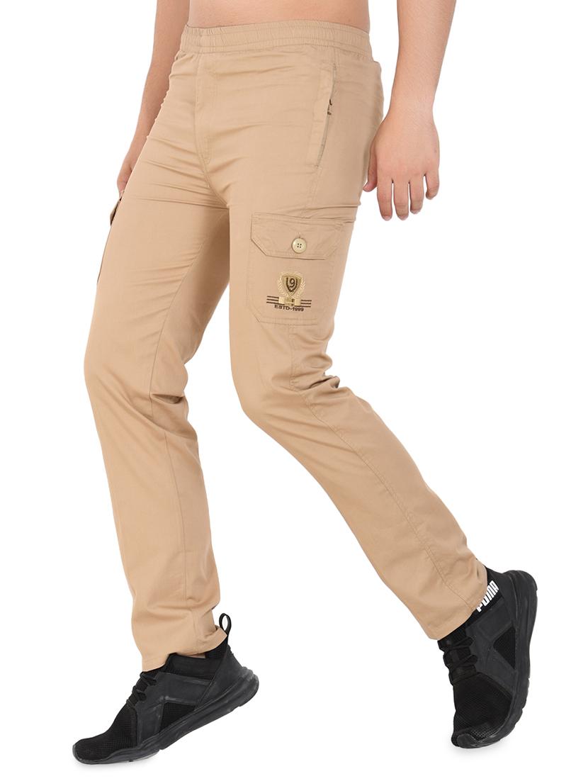 beige solid full length track pant - 17009799 - Zoom Image - 2