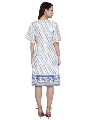 flutter sleeves printed sheath dress - 17009817 - Standard Image - 3
