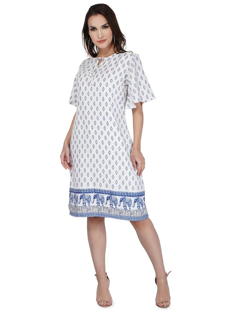 flutter sleeves printed sheath dress - 17009817 - Zoom Image - 1