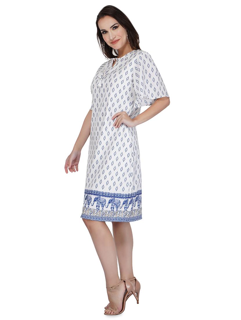 flutter sleeves printed sheath dress - 17009817 - Zoom Image - 2