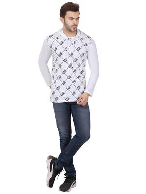 white front print hooded t-shirt - 17009828 - Standard Image - 4