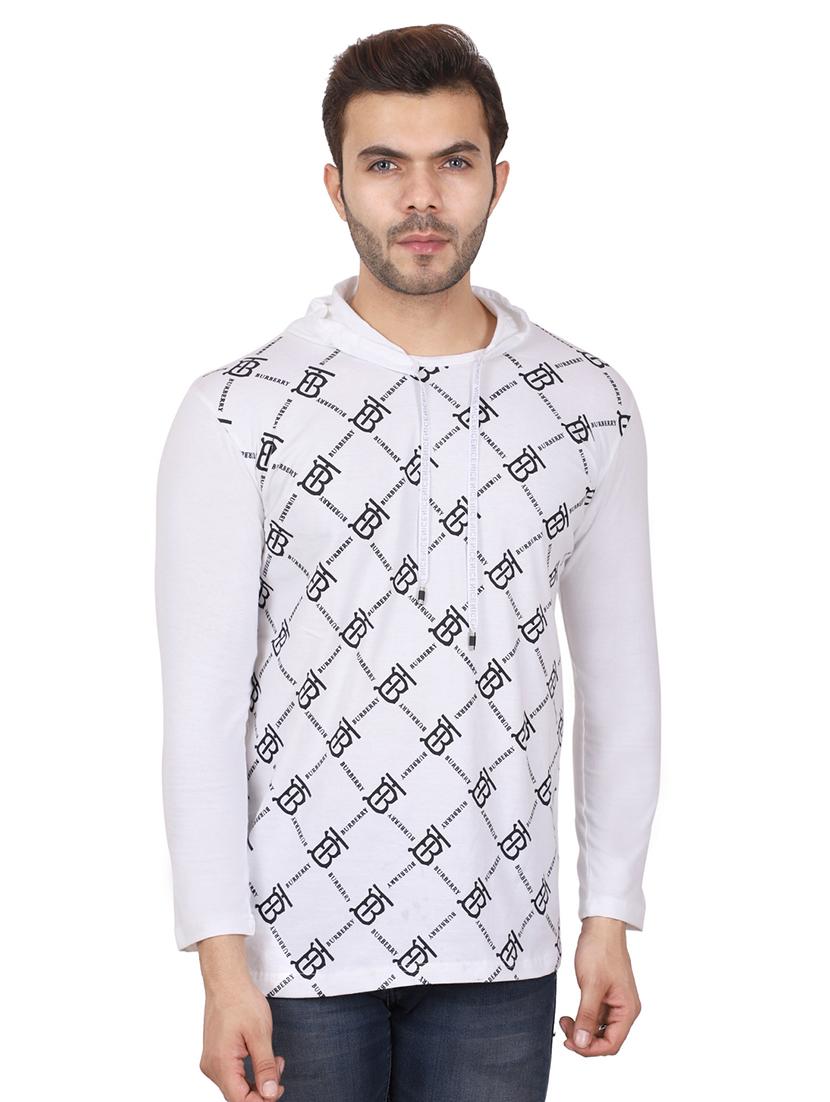 white front print hooded t-shirt - 17009828 - Zoom Image - 1