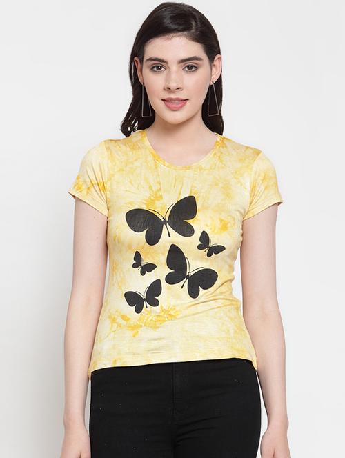 butterfly print tie & dye top - 17010261 - Standard Image - 1