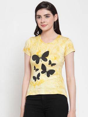 butterfly print tie & dye top - 17010261 - Standard Image - 2