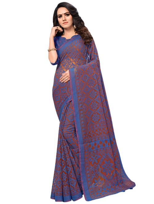 floral printed saree with blouse - 17010309 - Standard Image - 1