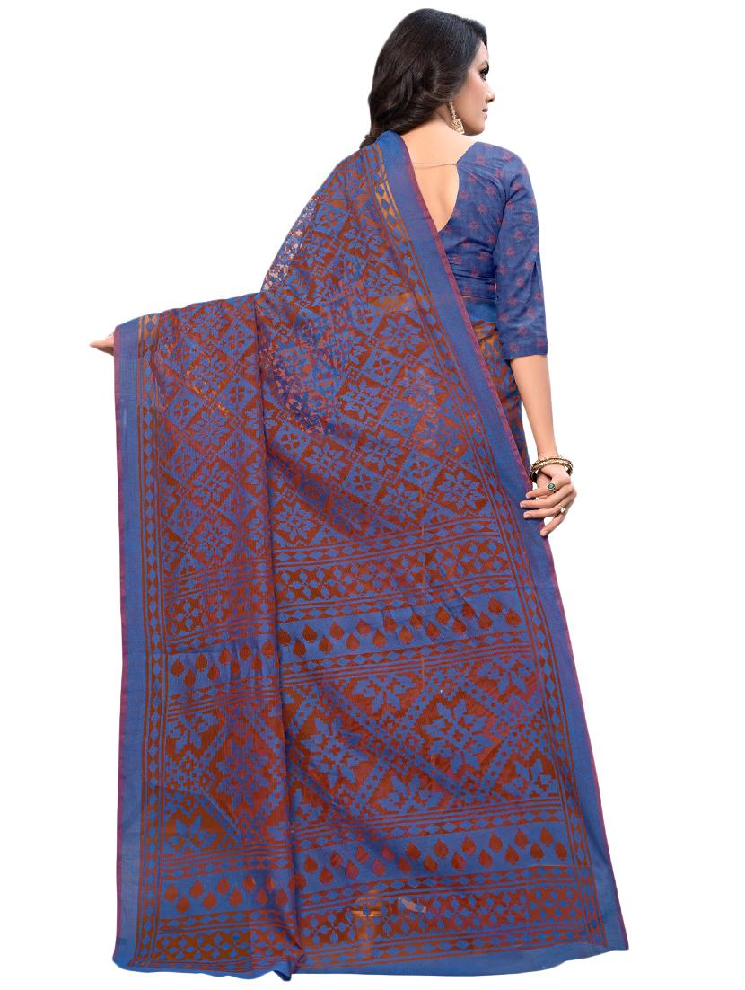 floral printed saree with blouse - 17010309 - Zoom Image - 2