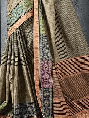 striped printed saree with blouse - 17010316 - Standard Image - 2