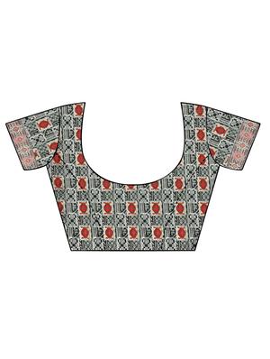 abstract printed saree with blouse - 17010318 - Standard Image - 3