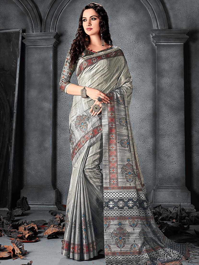 abstract printed saree with blouse - 17010318 - Zoom Image - 1