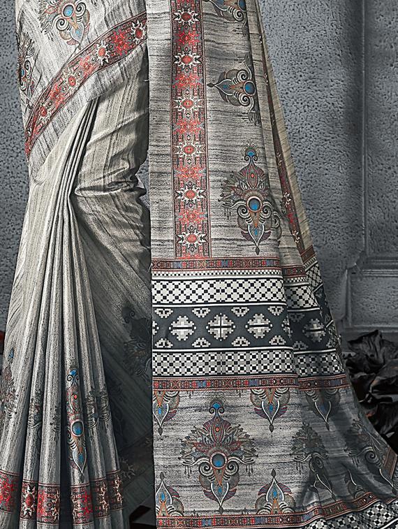 abstract printed saree with blouse - 17010318 - Zoom Image - 2