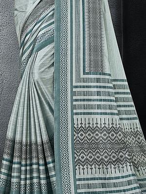 bordered printed saree with blouse - 17010320 - Standard Image - 2