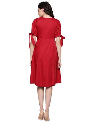 tie up sleeves button-up a-line dress - 17010384 - Standard Image - 3