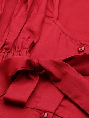tie up sleeves button-up a-line dress - 17010384 - Standard Image - 4