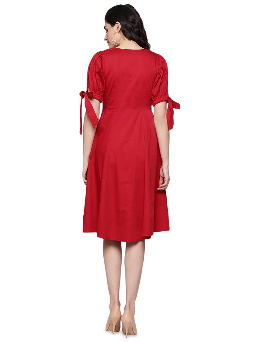 tie up sleeves button-up a-line dress - 17010384 - Zoom Image - 3
