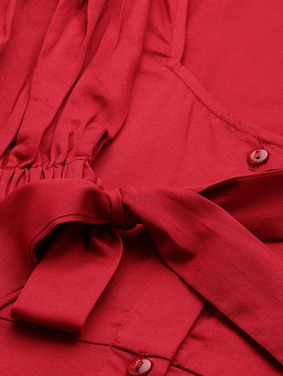 tie up sleeves button-up a-line dress - 17010384 - Zoom Image - 4