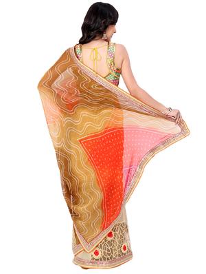 multi colored chiffon tie & dye saree with blouse - 17010622 - Standard Image - 2