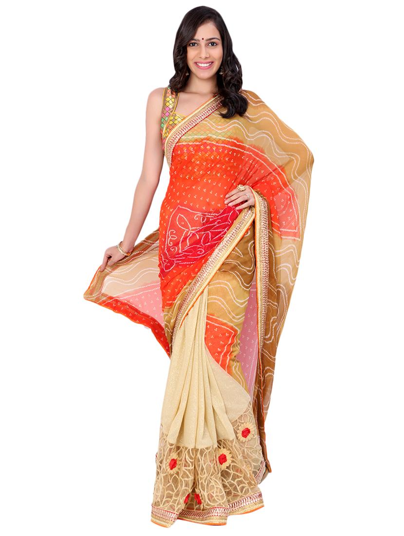 multi colored chiffon tie & dye saree with blouse - 17010622 - Zoom Image - 1