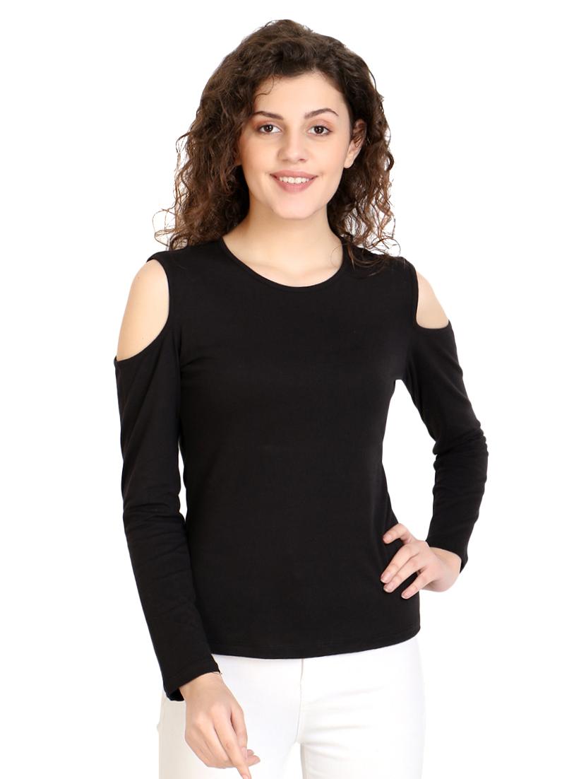 cold shoulder solid top - 17010632 - Zoom Image - 1