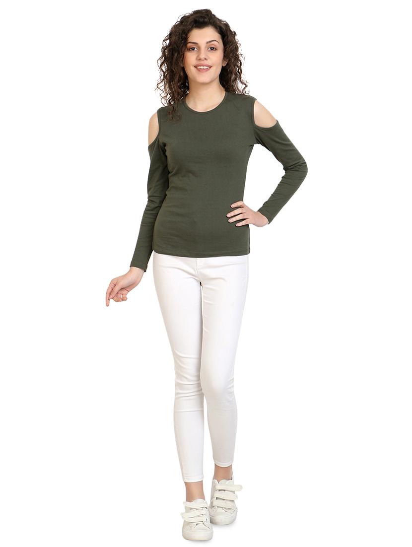 cold shoulder solid top - 17010635 - Zoom Image - 4