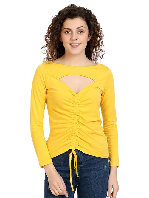 cut out drawstring detail top - 17010640 - Standard Image - 1