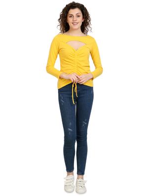 cut out drawstring detail top - 17010640 - Standard Image - 4