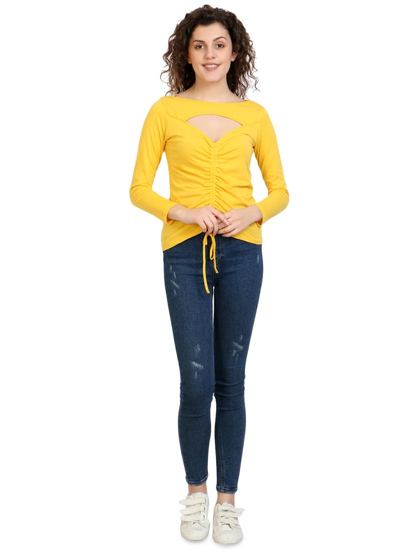 cut out drawstring detail top - 17010640 - Zoom Image - 4