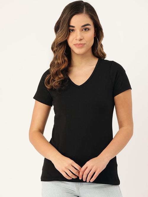 women's plain v neck t-shirt - 17010727 -  Standard Image - 0