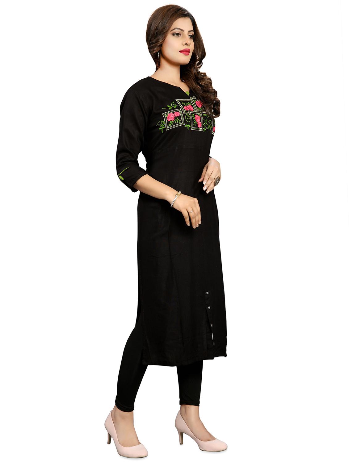 yoke embroidered straight kurta - 17010801 - Zoom Image - 2