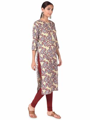 paisley straight kurta - 17010828 - Standard Image - 2