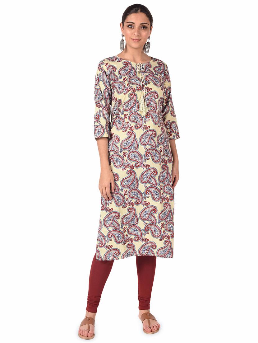 paisley straight kurta - 17010828 - Zoom Image - 1