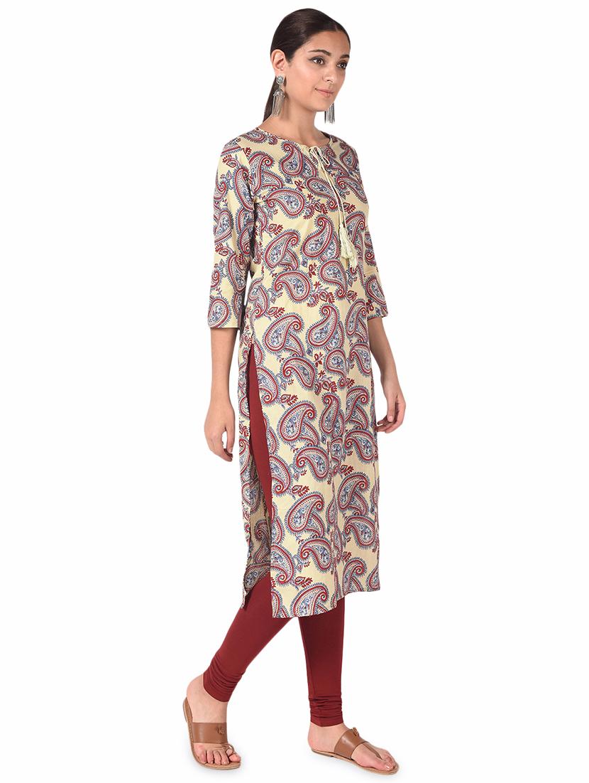paisley straight kurta - 17010828 - Zoom Image - 2