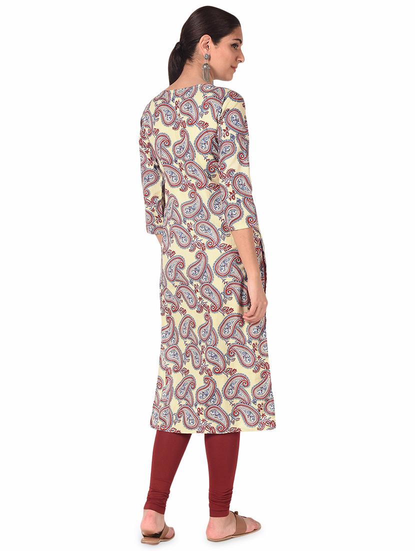 paisley straight kurta - 17010828 - Zoom Image - 3