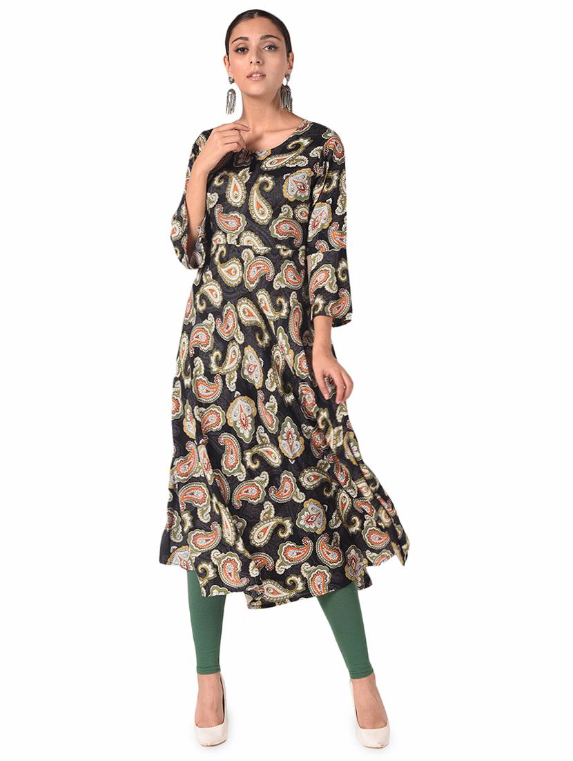 paisley print flared kurta - 17010831 - Zoom Image - 1
