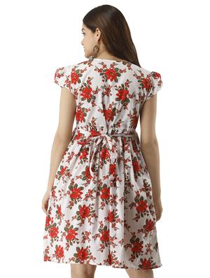 tie back floral flared dress - 17010905 - Standard Image - 3