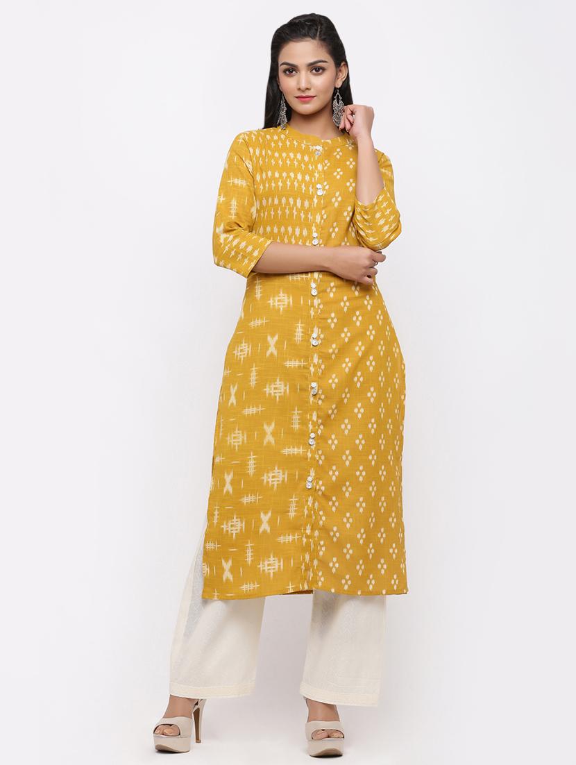 ikat print straight kurta - 17010924 - Zoom Image - 1