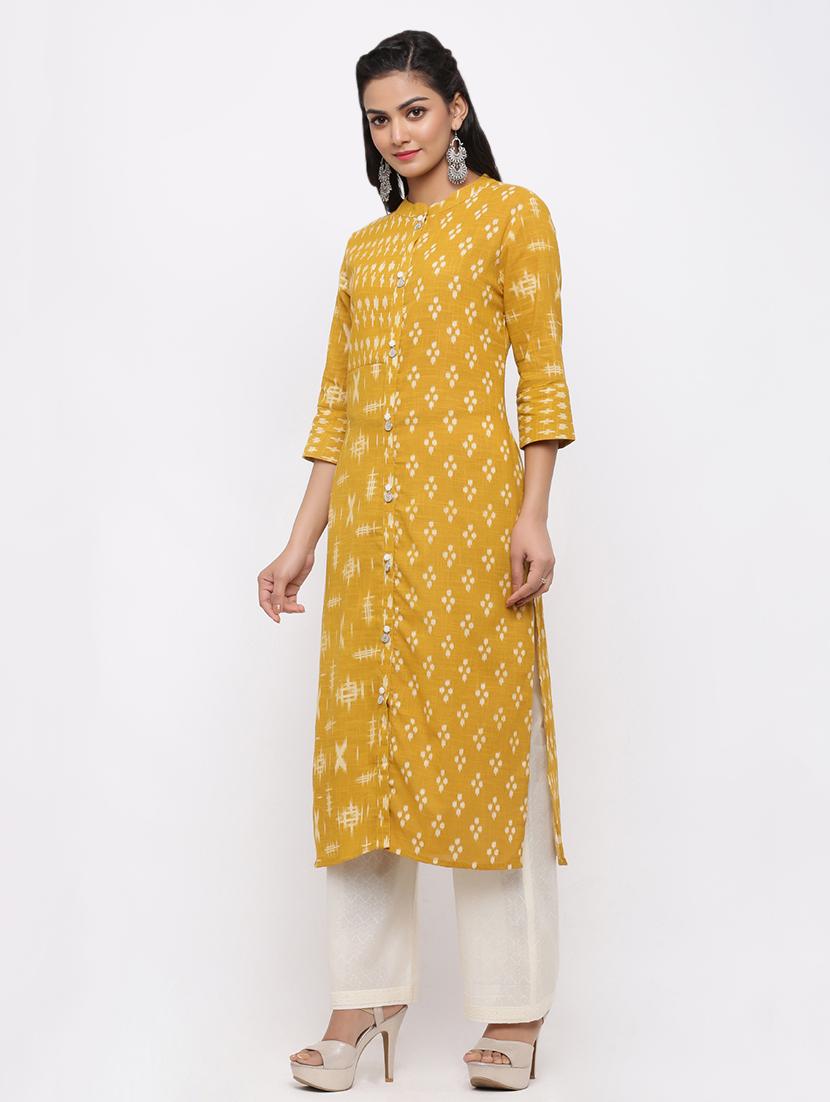 ikat print straight kurta - 17010924 - Zoom Image - 2