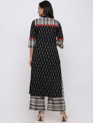 ikat kurta palazzo set - 17010935 - Standard Image - 3