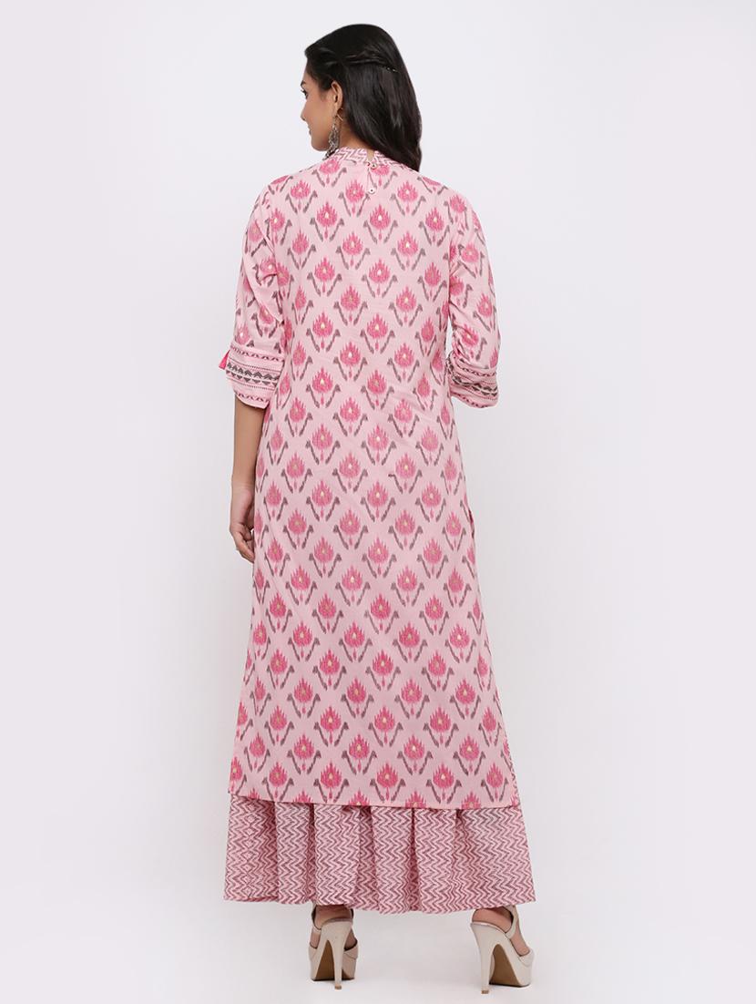 ikat print kurta palazzo set - 17010950 - Zoom Image - 3