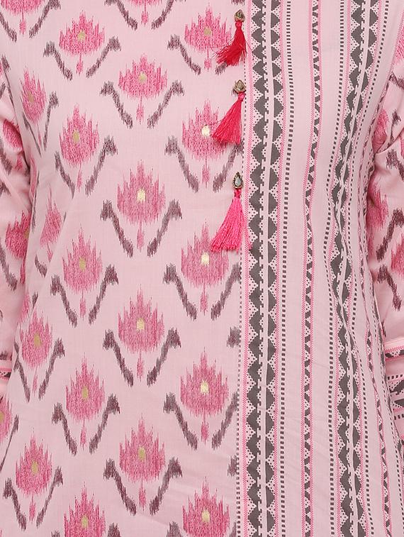 ikat print kurta palazzo set - 17010950 - Zoom Image - 4