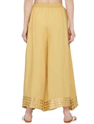 beige rayon flared palazzo - 17010967 - Standard Image - 3
