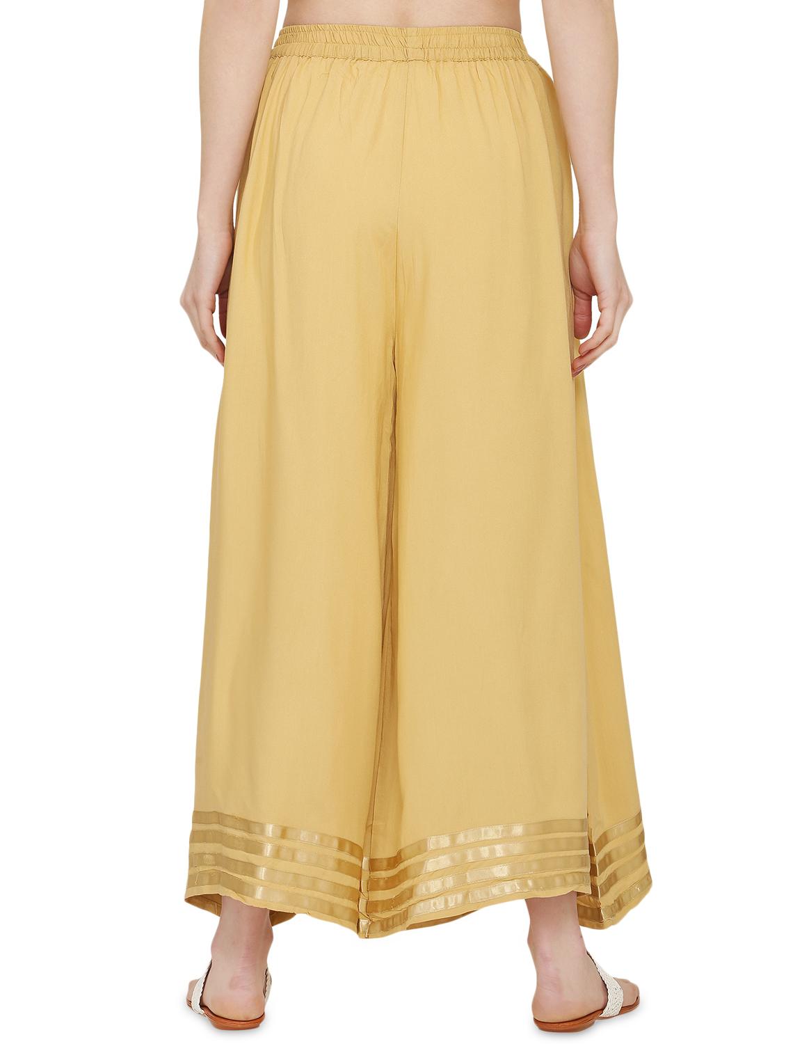 beige rayon flared palazzo - 17010967 - Zoom Image - 3