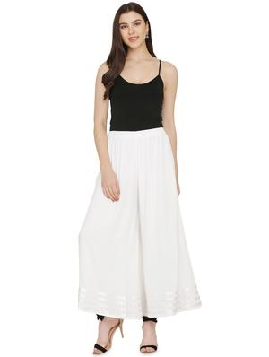 white rayon palazzos - 17010970 - Standard Image - 4